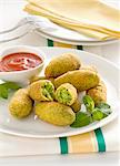 Pea croquettes with a tomato dip