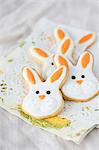 Easter bunny biscuits on a doily