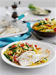 Grilled lemon sole with golden couscous and fennel