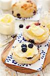 Lemon and blueberry scones with clotted cream and lemon curd