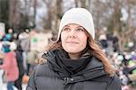 Smiling woman on ice rink