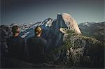 Tourist looking at mountains