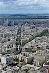 Europe, France, aerial and vertical view of the western part of Paris and the metro line 6