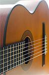 Close-up on a classical guitar.