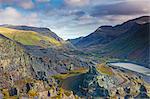 Craggy view, Llanberis Pass from Dinorwic, Snowdonia Wales