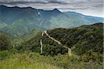 Scenic view of a mountain highway, State Route 41, with Devil's Peak of the Sierra Mountains in the background in California, USA