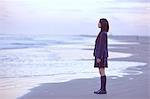 Young Japanese woman in a high school uniform by the sea, Chiba, Japan