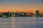 Long exposure shot of Rainbow Bridge at sunset, Tokyo, Japan