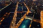 Elevated view of roads illuminated at night, Vancouver, Canada