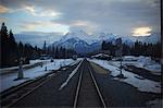 Diminishing perspective of railway tracks, Banff, Canada