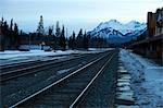 Diminishing perspective of railway tracks, Banff, Canada