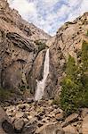 Rock face waterfall, Yosemite National Park, California, USA