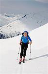 Woman skiing in winter landscape