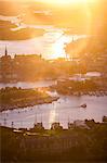 Aerial view of Stockholm at sunset