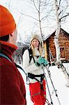 Women cross-country skiing