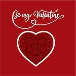Be my Valentine. Handwritten text, Valentine s Day, brush pen lettering with heart, vector illustration.
