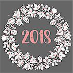 2018 vector illustration with wreath on dark background