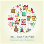 House cleaning vector card. For cleaning companies, laundries and dry cleaners service. Good for web and print.