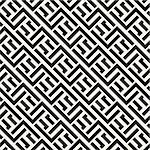 Interlacing Lines Maze Lattice. Ethnic Monochrome Texture. Abstract Geometric Background Design. Vector Seamless Black and White Pattern.