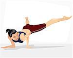 Vector illustration of a girl doing handstand