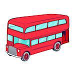 Double decker red bus, city public transport service vehicle retro-bus. Vector illustration, flat design, isolated on a white background.