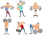 Vector illustration of a six bodybuilders set