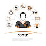 soccer concept with two color Icons Set like football player, ball, award and referee. Isolated vector illustration