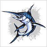 Realistic blue Marlin fish - vector illustration on white.