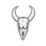 Dotwork Cow Skull. Vector Illustration of Boho Style T-shirt Design. Tattoo Hand Drawn Sketch.