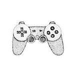 Dotwork Gaming Console. Vector Illustration of Game Joystick. Hand Drawn Sketch.