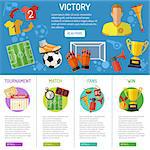 Soccer infographics with flat icons tournament,  player, award and goal, isolated vector illustration