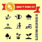 agriculture or garden concept icons set with red tape