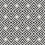 Geometric Ornament With Striped Interlacing Rhombuses. Vector Seamless Monochrome Pattern. Modern Stylish Texture.