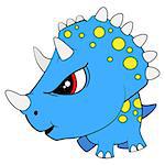 Illustration of Cute Cartoon Blue Baby Triceratops Dinosaur. Vector EPS 8.