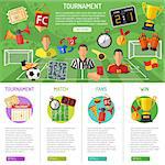Soccer infographics with flat icons tournament, player, referee and goal. vector illustration