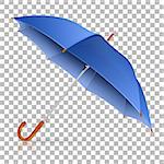 High Detailed Blue Umbrella on transparent background, isolated vector illustration
