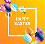 An easter border design with falling decorated easter eggs. Vector illustration