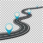 Business Concept with Progress Pointer on marking road. flat style icons. isolated vector illustration on transparent background