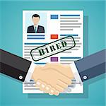 Businessmen handshake with approved resume on the background. Also available as a Vector in Adobe illustrator EPS 10 format.