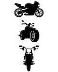 Vector illustration of three motorcycle silhouettes