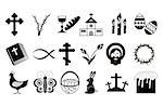 Easter Icons. Black and White. Vector illustration.