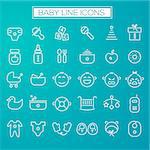 Trendy line icons - Baby Staff icons collection