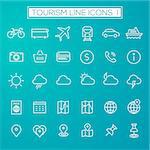 Trendy thin line tourism icons, set 1