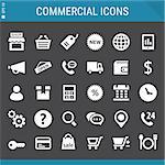 Modern flat design commercial icons collection on gray