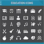 Modern flat design education icons collection on gray