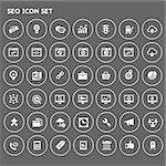 Trendy flat design big SEO icons set on round buttons