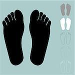 Black grey white foot or sole it is set icons.