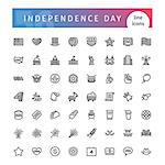 Set of 56 USA Independence Day line icons suitable for web, infographics and apps. 4th of july. Isolated on white background. Clipping paths included.