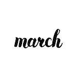 March Handwritten Calligraphy. Vector Illustration of Ink Brush Lettering Isolated over White Background.