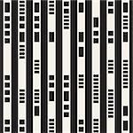 Black and White Irregular Dashed Lines Pattern. Modern Abstract Vector Seamless Background